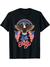 Independence Day American Flag Bald Eagle July 4th T-Shirt 180G 100% Cotton Printed Round Neck Short-Sleeve T-Shirt, Gifts for Men Dad Husband Grandpa, S-XXXL, Black