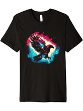 Eagle Galaxy - Colorful Bald Eagle Bird Animal Lover Premium T-Shirt 180G 100% Cotton Printed Round Neck Short-Sleeve T-Shirt, Gifts for Men Dad Husband Grandpa, S-XXXL, Black