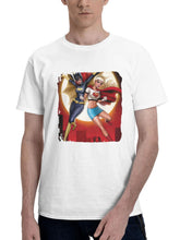 Batgirl And Supergirl Heroes United 180G 100% Cotton Printed Round Neck Short-Sleeve T-Shirt, Gifts for Men Dad Husband Grandpa, S-XXXL, White