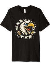 Funny Bald Eagle Peeking Graphic Art Design Premium T-Shirt 180G 100% Cotton Printed Round Neck Short-Sleeve T-Shirt, Gifts for Men Dad Husband Grandpa, S-XXXL, Black