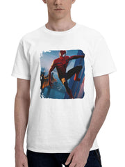 2024 Marvels Spider Man 2 180G 100% Cotton Printed Round Neck Short-Sleeve T-Shirt, Gifts for Men Dad Husband Grandpa, S-XXXL, White