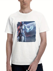 2024 Mass Effect Ps 180G 100% Cotton Printed Round Neck Short-Sleeve T-Shirt, Gifts for Men Dad Husband Grandpa, S-XXXL, White