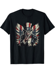 Bald Eagle I want You American Flag Patriotic Dog Dad Mom T-Shirt 180G 100% Cotton Printed Round Neck Short-Sleeve T-Shirt, Gifts for Men Dad Husband Grandpa, S-XXXL, Black