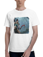 2024 Tomb Raider 180G 100% Cotton Printed Round Neck Short-Sleeve T-Shirt, Gifts for Men Dad Husband Grandpa, S-XXXL, White