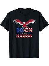 Biden Harris 2020 Kamala Harris VP American Flag bald eagle T-Shirt 180G 100% Cotton Printed Round Neck Short-Sleeve T-Shirt, Gifts for Men Dad Husband Grandpa, S-XXXL, Black