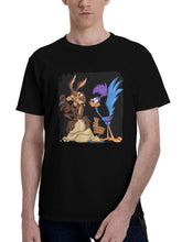 Looney-Tunes Wile E Coyote And The Road Runner 180G 100% Cotton Printed Round Neck Short-Sleeve T-Shirt, Christmas Gifts for Men Dad Husband Grandpa, S-XXXL, Black