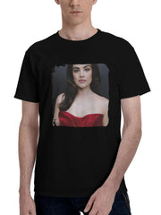 Lucy-Hale Yotam Schwartz Photoshoot 2024 180G 100% Cotton Printed Round Neck Short-Sleeve T-Shirt, Christmas Gifts for Men Dad Husband Grandpa, S-XXXL, Black