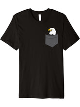 Bald Eagle - In Chest Pocket/ Shirt Pocket Premium T-Shirt 180G 100% Cotton Printed Round Neck Short-Sleeve T-Shirt, Gifts for Men Dad Husband Grandpa, S-XXXL, Black