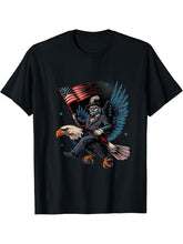 Fourth Of July Bald Eagle Abraham Lincoln America Patriotic T-Shirt 180G 100% Cotton Printed Round Neck Short-Sleeve T-Shirt, Gifts for Men Dad Husband Grandpa, S-XXXL, Black