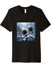 Eagle Bald Winter Premium T-Shirt 180G 100% Cotton Printed Round Neck Short-Sleeve T-Shirt, Gifts for Men Dad Husband Grandpa, S-XXXL, Black