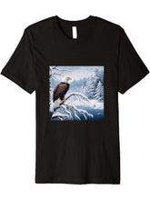 Eagle Bald Winter Premium T-Shirt 180G 100% Cotton Printed Round Neck Short-Sleeve T-Shirt, Gifts for Men Dad Husband Grandpa, S-XXXL, Black