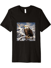 Eagle Bald Winter Premium T-Shirt 180G 100% Cotton Printed Round Neck Short-Sleeve T-Shirt, Gifts for Men Dad Husband Grandpa, S-XXXL, Black