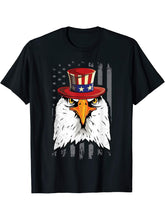 4th of July Bald Eagle T Shirt July 4 Patriotic America Tee 180G 100% Cotton Printed Round Neck Short-Sleeve T-Shirt, Gifts for Men Dad Husband Grandpa, S-XXXL, Black