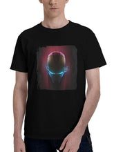 Glowing-Gaze Iron Man Minimal 180G 100% Cotton Printed Round Neck Short-Sleeve T-Shirt, Christmas Gifts for Men Dad Husband Grandpa, S-XXXL, Black