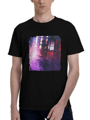 Lamp-And Mirror 180G 100% Cotton Printed Round Neck Short-Sleeve T-Shirt, Christmas Gifts for Men Dad Husband Grandpa, S-XXXL, Black