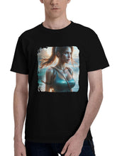 Lara-Croft In All Her Glory 180G 100% Cotton Printed Round Neck Short-Sleeve T-Shirt, Christmas Gifts for Men Dad Husband Grandpa, S-XXXL, Black