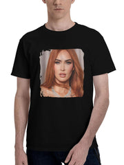 Megan-Fox Cibelle Levi Oscar Photoshoot 180G 100% Cotton Printed Round Neck Short-Sleeve T-Shirt, Christmas Gifts for Men Dad Husband Grandpa, S-XXXL, Black
