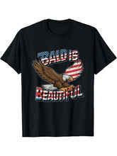 4th of July Bald Is Beautiful Bald Eagle Men Women Gift T-Shirt 180G 100% Cotton Printed Round Neck Short-Sleeve T-Shirt, Gifts for Men Dad Husband Grandpa, S-XXXL, Black