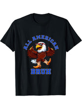 All American Bruh Bald Eagle Sunglasses Boots 4th Of July T-Shirt 180G 100% Cotton Printed Round Neck Short-Sleeve T-Shirt, Gifts for Men Dad Husband Grandpa, S-XXXL, Black