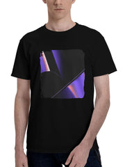 Metal-Abstract Purple 180G 100% Cotton Printed Round Neck Short-Sleeve T-Shirt, Christmas Gifts for Men Dad Husband Grandpa, S-XXXL, Black