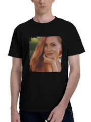 Jessica-Chastain TRUE Botanicals Ambassador 2024 180G 100% Cotton Printed Round Neck Short-Sleeve T-Shirt, Christmas Gifts for Men Dad Husband Grandpa, S-XXXL, Black