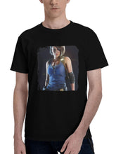 Jill-Valentine Resident Evil 3 Fanart 180G 100% Cotton Printed Round Neck Short-Sleeve T-Shirt, Christmas Gifts for Men Dad Husband Grandpa, S-XXXL, Black