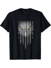 Bald Eagle US American Flag 4th Of July Proud Patriotic T-Shirt 180G 100% Cotton Printed Round Neck Short-Sleeve T-Shirt, Gifts for Men Dad Husband Grandpa, S-XXXL, Black