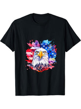 4th Of July Bald Eagle America Patriotic USA Fourth Of July T-Shirt 180G 100% Cotton Printed Round Neck Short-Sleeve T-Shirt, Gifts for Men Dad Husband Grandpa, S-XXXL, Black