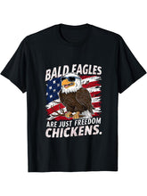 Bald Eagles: Our National Freedom Chickens T-Shirt 180G 100% Cotton Printed Round Neck Short-Sleeve T-Shirt, Gifts for Men Dad Husband Grandpa, S-XXXL, Black