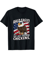 Bald Eagles: Our National Freedom Chickens T-Shirt 180G 100% Cotton Printed Round Neck Short-Sleeve T-Shirt, Gifts for Men Dad Husband Grandpa, S-XXXL, Black