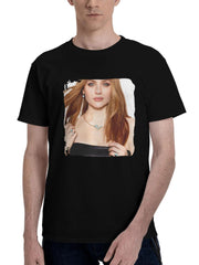 Joey-King 180G 100% Cotton Printed Round Neck Short-Sleeve T-Shirt, Christmas Gifts for Men Dad Husband Grandpa, S-XXXL, Black