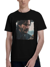 John-Wick And His Dog 180G 100% Cotton Printed Round Neck Short-Sleeve T-Shirt, Christmas Gifts for Men Dad Husband Grandpa, S-XXXL, Black