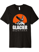 Glacier Montana Bald Eagle Premium T-Shirt 180G 100% Cotton Printed Round Neck Short-Sleeve T-Shirt, Gifts for Men Dad Husband Grandpa, S-XXXL, Black