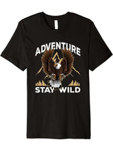 Adventure Lover USA Bald Eagle Natural Park Camping Premium T-Shirt 180G 100% Cotton Printed Round Neck Short-Sleeve T-Shirt, Gifts for Men Dad Husband Grandpa, S-XXXL, Black