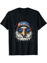4th Of July Bald Eagle Patriotic America Fourth Of July USA T-Shirt 180G 100% Cotton Printed Round Neck Short-Sleeve T-Shirt, Gifts for Men Dad Husband Grandpa, S-XXXL, Black
