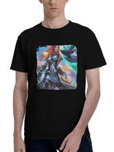 Leona-League Of Legends 180G 100% Cotton Printed Round Neck Short-Sleeve T-Shirt, Christmas Gifts for Men Dad Husband Grandpa, S-XXXL, Black