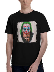 Joker-Crowned Clown 180G 100% Cotton Printed Round Neck Short-Sleeve T-Shirt, Christmas Gifts for Men Dad Husband Grandpa, S-XXXL, Black