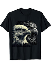 American Bald Eagle 4th of July T-Shirt 180G 100% Cotton Printed Round Neck Short-Sleeve T-Shirt, Gifts for Men Dad Husband Grandpa, S-XXXL, Black