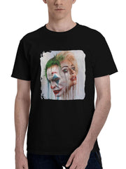 Joker-Folie A Deux Artwork Jf 180G 100% Cotton Printed Round Neck Short-Sleeve T-Shirt, Christmas Gifts for Men Dad Husband Grandpa, S-XXXL, Black