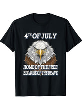 Bald Eagle Patriotic Independence Day- 4th July T-Shirt 180G 100% Cotton Printed Round Neck Short-Sleeve T-Shirt, Gifts for Men Dad Husband Grandpa, S-XXXL, Black