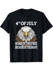 Bald Eagle Patriotic Independence Day- 4th July T-Shirt 180G 100% Cotton Printed Round Neck Short-Sleeve T-Shirt, Gifts for Men Dad Husband Grandpa, S-XXXL, Black