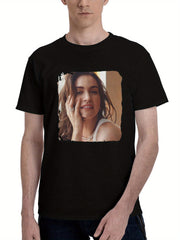 Lily-James Portrait 2023 180G 100% Cotton Printed Round Neck Short-Sleeve T-Shirt, Christmas Gifts for Men Dad Husband Grandpa, S-XXXL, Black