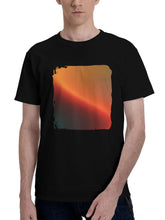 Line-Glowing Abstract 180G 100% Cotton Printed Round Neck Short-Sleeve T-Shirt, Christmas Gifts for Men Dad Husband Grandpa, S-XXXL, Black