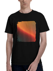 Line-Glowing Abstract 180G 100% Cotton Printed Round Neck Short-Sleeve T-Shirt, Christmas Gifts for Men Dad Husband Grandpa, S-XXXL, Black