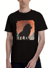 Lion-King 180G 100% Cotton Printed Round Neck Short-Sleeve T-Shirt, Christmas Gifts for Men Dad Husband Grandpa, S-XXXL, Black