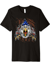 American Bald Eagle Head & US Flag Military Retro Vintage Premium T-Shirt 180G 100% Cotton Printed Round Neck Short-Sleeve T-Shirt, Gifts for Men Dad Husband Grandpa, S-XXXL, Black