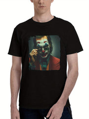 Joker-The Clown Prince Of Crime 180G 100% Cotton Printed Round Neck Short-Sleeve T-Shirt, Christmas Gifts for Men Dad Husband Grandpa, S-XXXL, Black