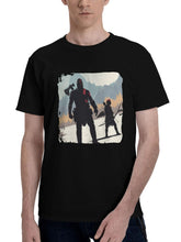 God-Of War Ragnarok 2023 180G 100% Cotton Printed Round Neck Short-Sleeve T-Shirt, Christmas Gifts for Men Dad Husband Grandpa, S-XXXL, Black
