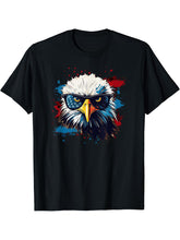 Cool Bald Eagle American Flag USA 4th of July Summer Art T-Shirt 180G 100% Cotton Printed Round Neck Short-Sleeve T-Shirt, Gifts for Men Dad Husband Grandpa, S-XXXL, Black