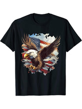 4th of july american flag bald eagle patriot T-Shirt 180G 100% Cotton Printed Round Neck Short-Sleeve T-Shirt, Gifts for Men Dad Husband Grandpa, S-XXXL, Black